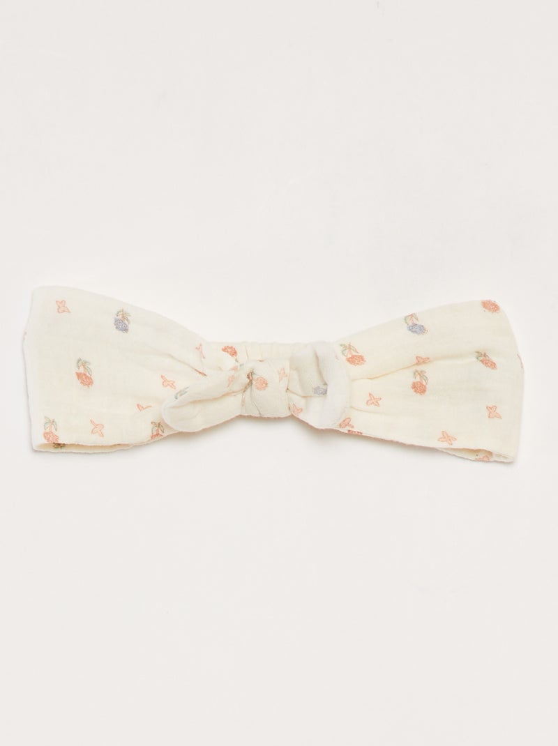 Ensemble barboteuse en gaze de coton + bandeau - 2 pièces BLANC - Kiabi