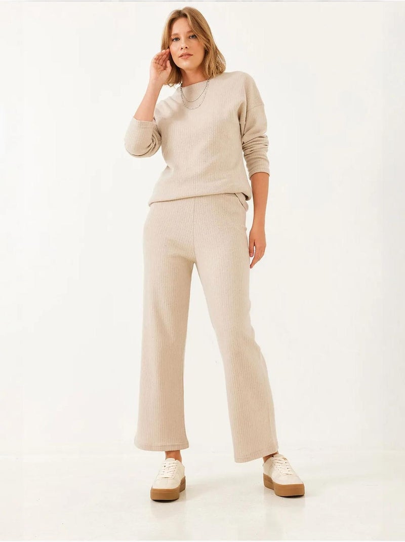 Ensemble basique deux pièces à col ras du cou lucci Beige argile - Kiabi