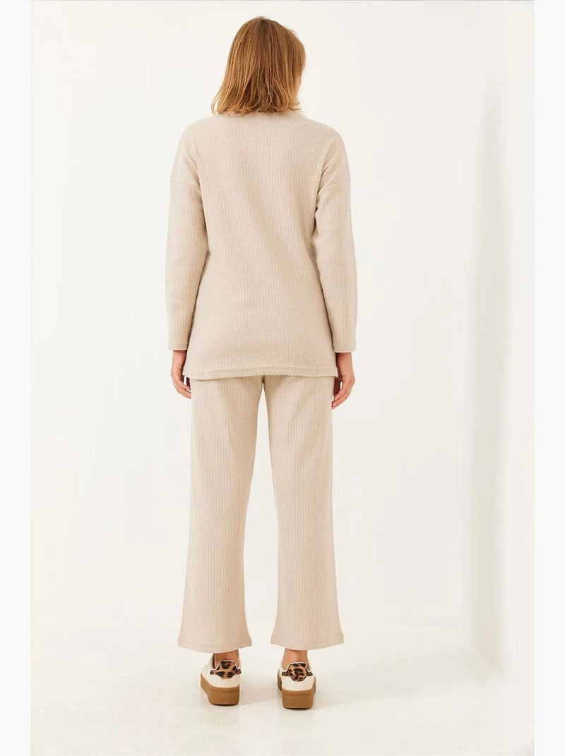 Ensemble basique deux pièces à col ras du cou lucci Beige argile - Kiabi