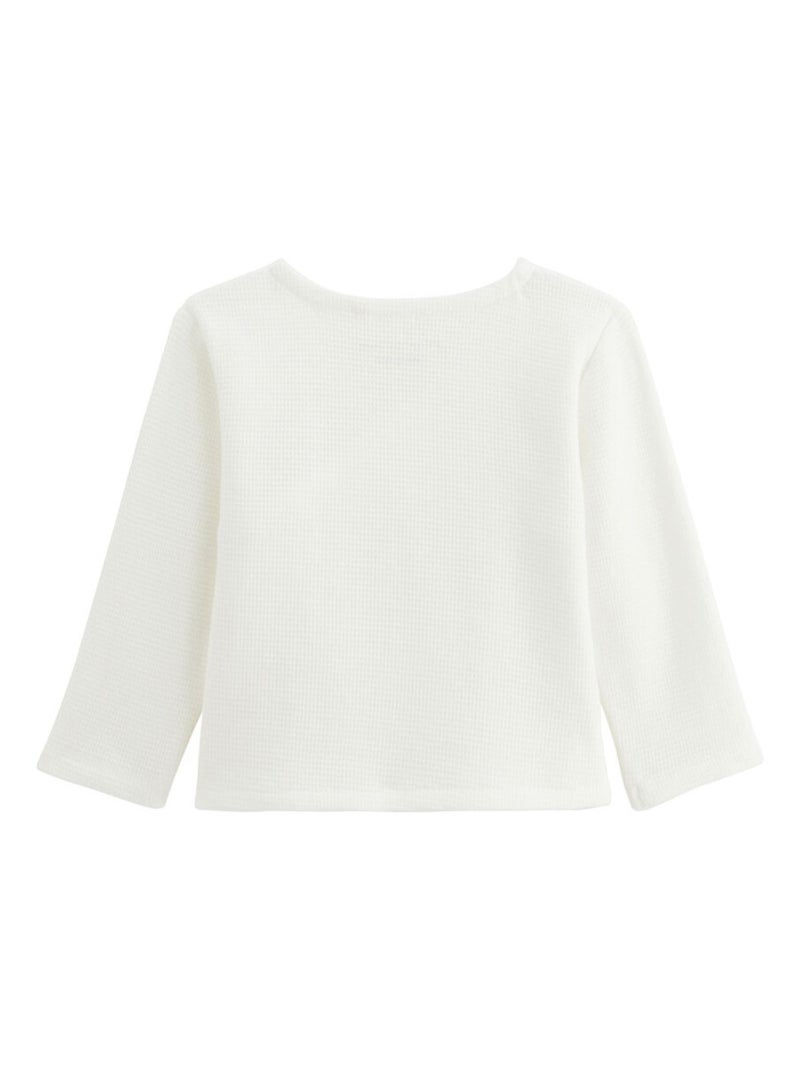 Ensemble b?b? gilet et pantalon en coton nid d'abeille Miss Plume Ecru - Kiabi