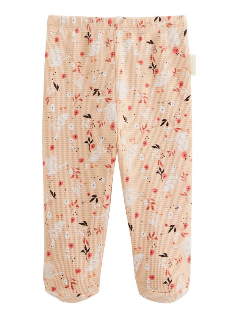 Ensemble b?b? gilet et pantalon en coton nid d'abeille Miss Plume Ecru - Kiabi