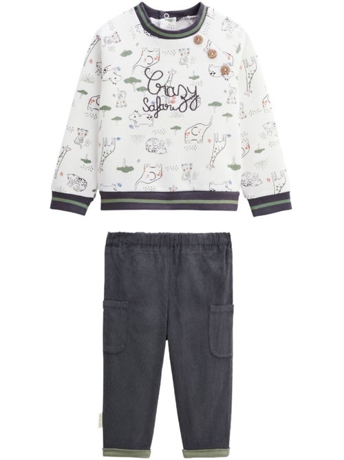 Ensemble b?b? sweat-shirt en molleton et pantalon en velours Crazy Safari - Kiabi