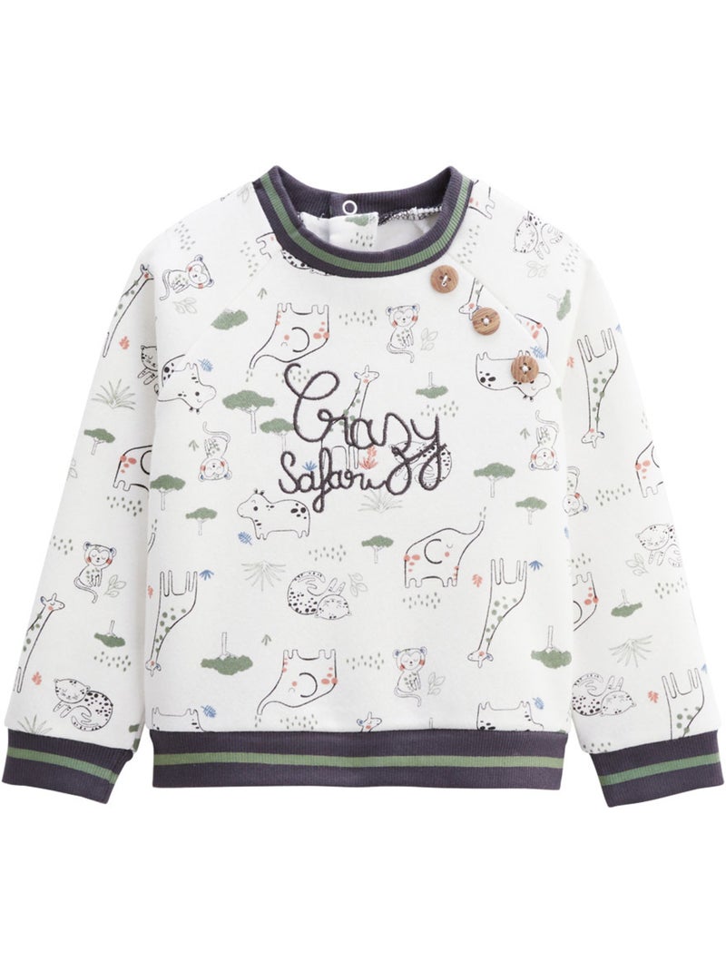 Ensemble b?b? sweat-shirt en molleton et pantalon en velours Crazy Safari Kaki - Kiabi