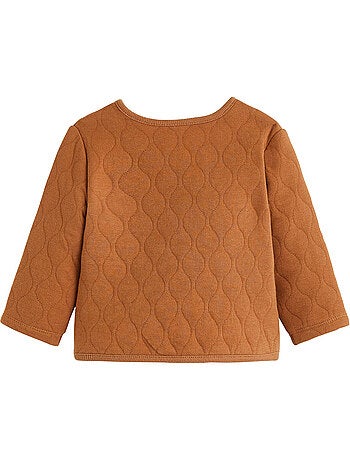 Ensemble bébé gilet croisé et pantalon avec pieds en molleton caramel