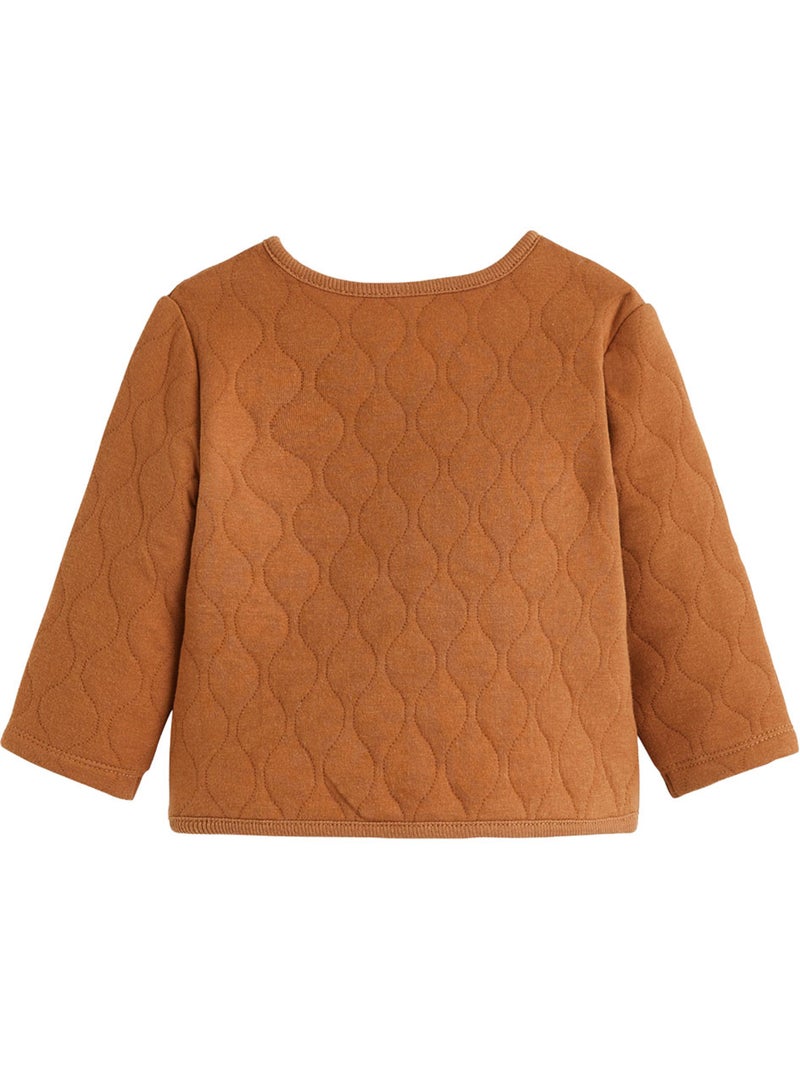 Ensemble bébé gilet croisé et pantalon avec pieds en molleton caramel Ecru - Kiabi