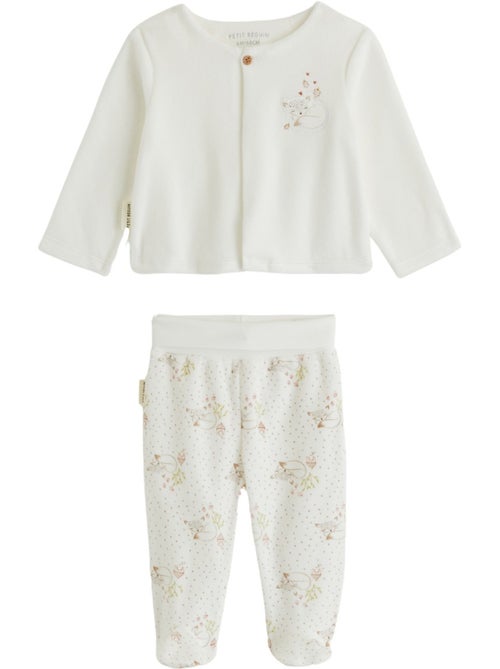 Ensemble bébé gilet et pantalon avec pieds en velours doucette - Kiabi