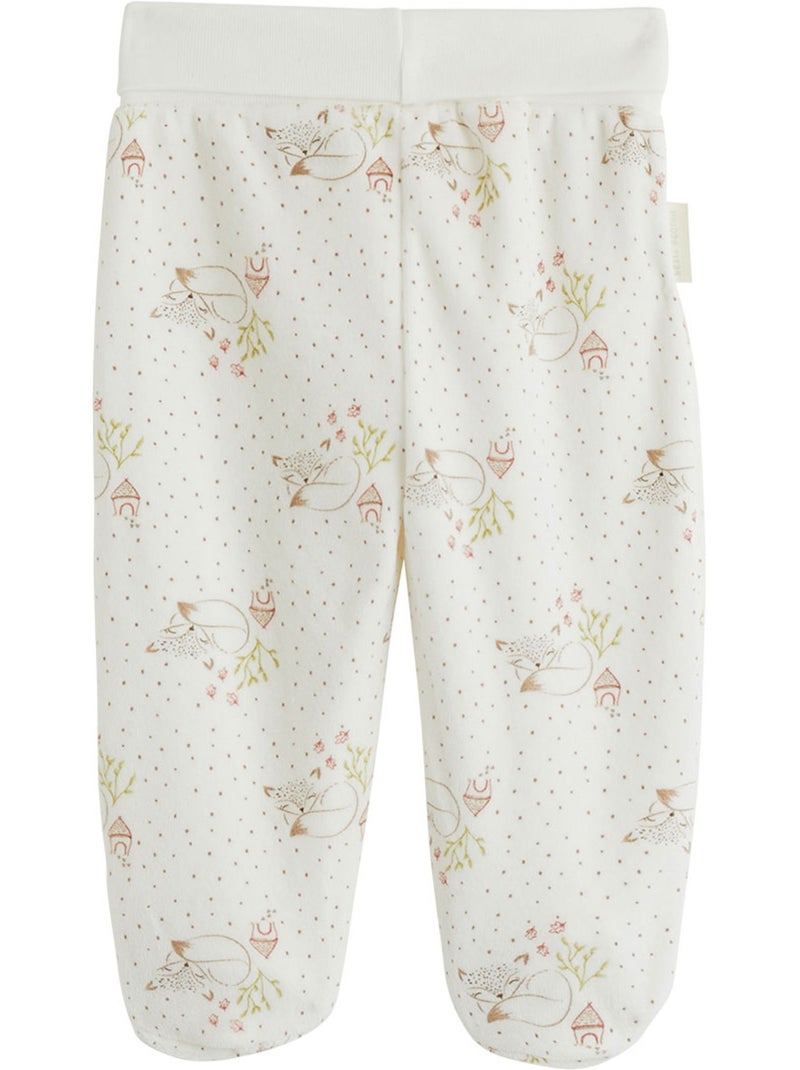 Ensemble bébé gilet et pantalon avec pieds en velours doucette Ecru - Kiabi