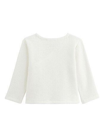 Ensemble bébé gilet et pantalon en coton nid d'abeille miss plume