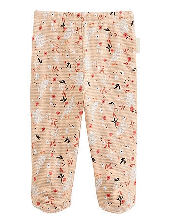 Ensemble bébé gilet et pantalon en coton nid d'abeille miss plume