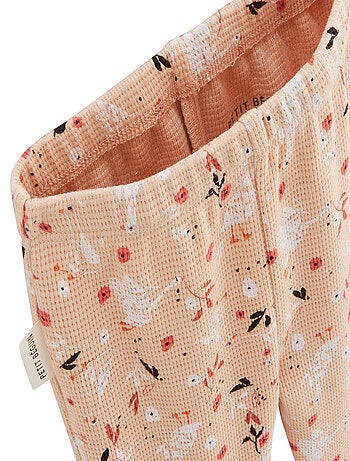 Ensemble bébé gilet et pantalon en coton nid d'abeille miss plume