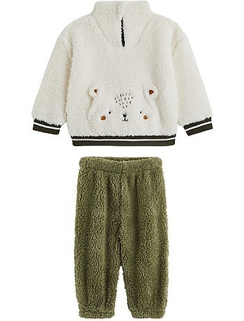 Ensemble bébé sweat et pantalon en sherpa Ginkgo