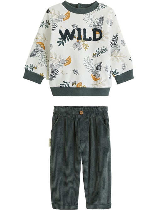 Ensemble bébé sweat et pantalon en velours côtelé Elliott - Kiabi