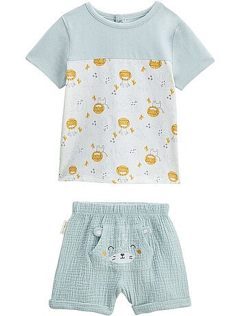 Ensemble bébé t-shirt et short en gaze de coton Elio