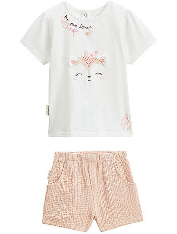 Ensemble bébé t-shirt et short en gaze de coton louison