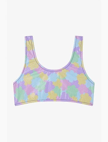 Ensemble bikini fille shiny flower à volants et tour de cou penti