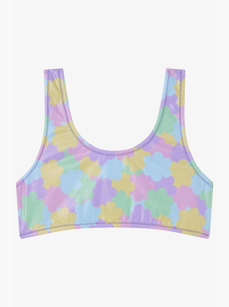 Ensemble bikini fille shiny flower à volants et tour de cou penti Lavande - Kiabi