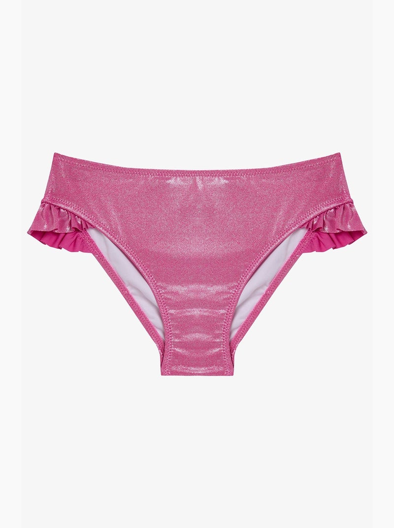 Ensemble bikini triangle brillant fille penti Rose fluo/Solinotes - Kiabi