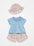 Ensemble blouse à manches courtes + short + chapeau - 3 pièces ROSE - Kiabi