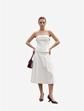 Ensemble blouse bustier et jupe midi à taille haute my fashion