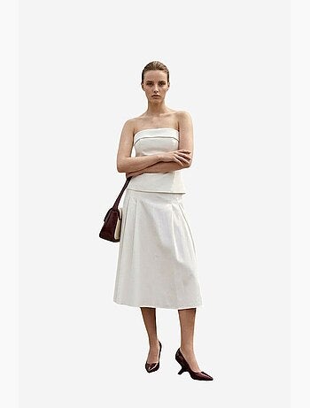 Ensemble blouse bustier et jupe midi à taille haute my fashion