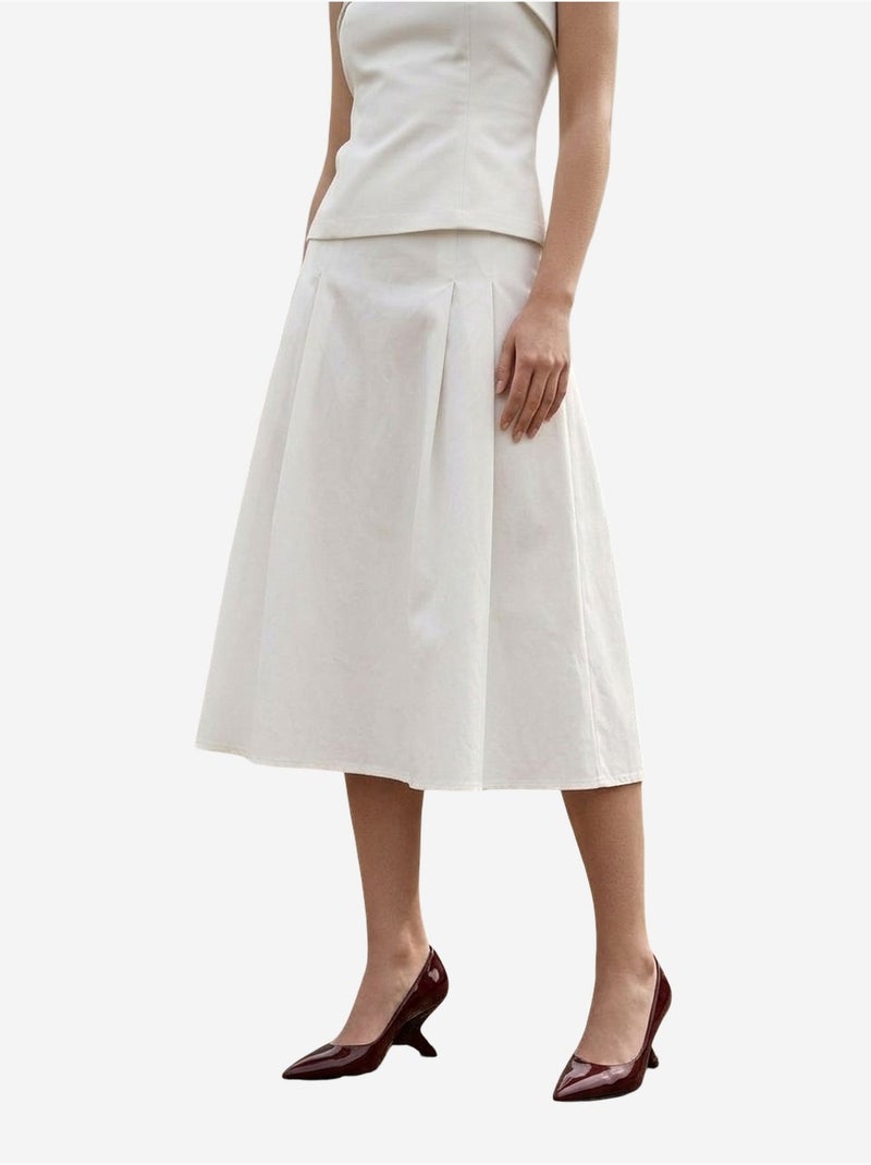 Ensemble blouse bustier et jupe midi à taille haute my fashion Blanc cassé - Kiabi