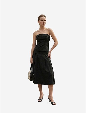 Ensemble blouse bustier et jupe midi à taille haute my fashion