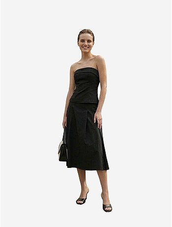 Ensemble blouse bustier et jupe midi à taille haute my fashion