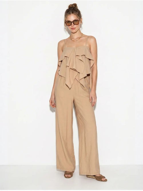 Ensemble blouse bustier et pantalon large à volants lucci - Kiabi