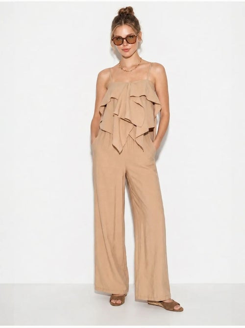 Ensemble blouse bustier et pantalon large à volants lucci - Kiabi