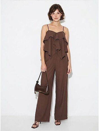 Ensemble blouse bustier et pantalon large à volants lucci