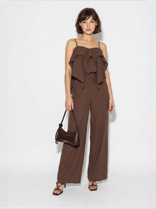 Ensemble blouse bustier et pantalon large à volants lucci - Kiabi