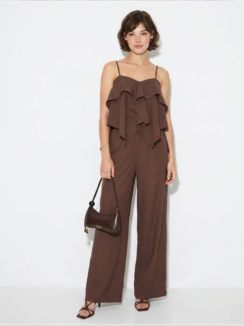 Ensemble blouse bustier et pantalon large à volants lucci - Kiabi
