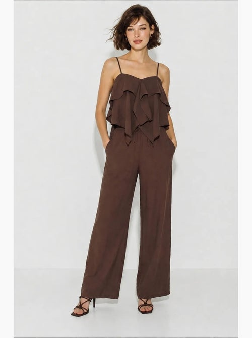 Ensemble blouse bustier et pantalon large à volants lucci - Kiabi