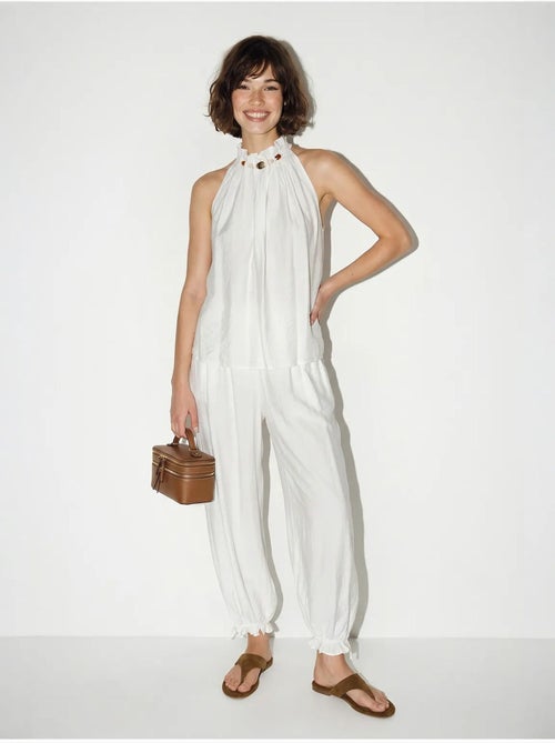 Ensemble blouse dos-nu et pantalon taille haute lucci - Kiabi