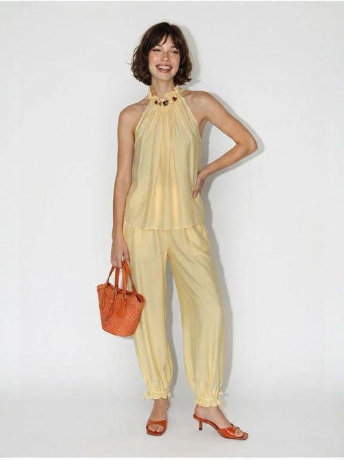 Ensemble blouse dos-nu et pantalon taille haute lucci - Kiabi