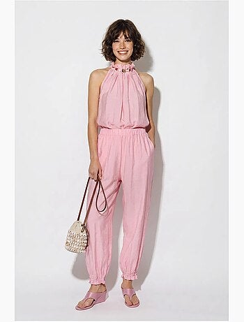 Ensemble blouse dos-nu et pantalon taille haute lucci