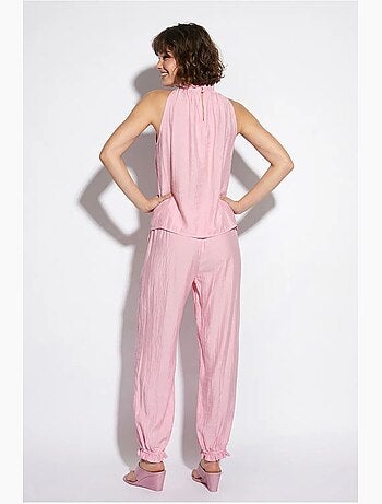 Ensemble blouse dos-nu et pantalon taille haute lucci