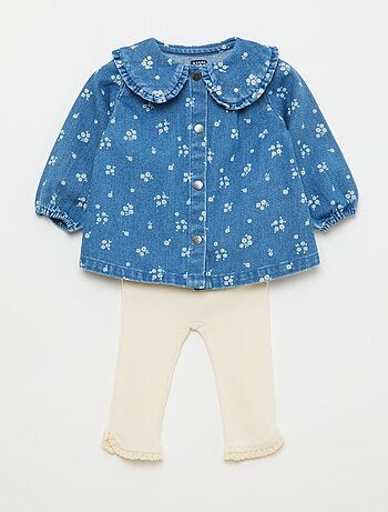 Ensemble blouse en jean + legging - 2 pièces