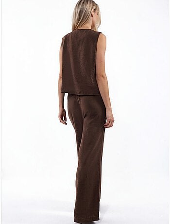 Ensemble blouse en mélange de viscose avec détail à nouer et pantalon à taille élastique hiccup