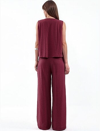Ensemble blouse en mélange de viscose avec détail à nouer et pantalon à taille élastique hiccup
