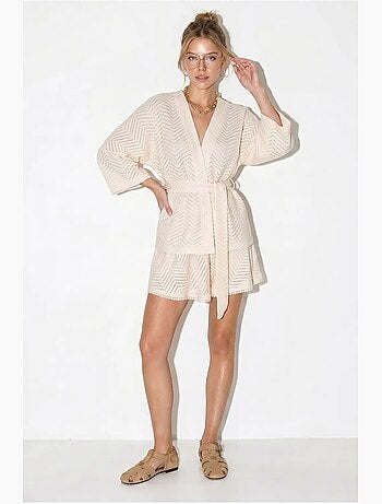 Ensemble blouse et jupe en coton à motif géométrique lucci
