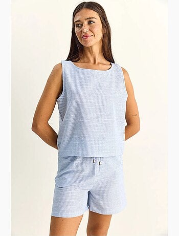 Ensemble blouse et short rayé en seersucker lucci