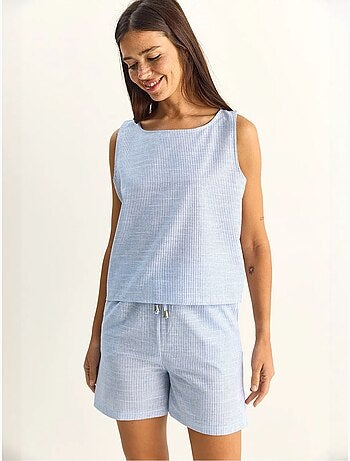 Ensemble blouse et short rayé en seersucker lucci