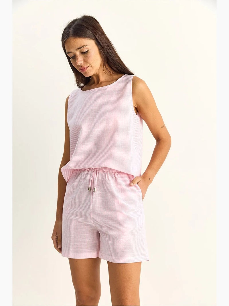 Ensemble blouse et short rayé en seersucker lucci Rose clair - Kiabi