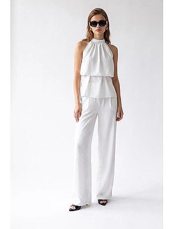 Ensemble blouse halter et pantalon large mixray