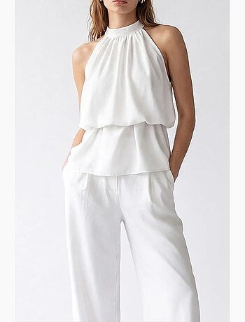 Ensemble blouse halter et pantalon large mixray