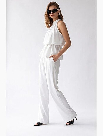 Ensemble blouse halter et pantalon large mixray