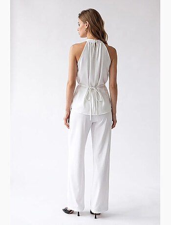 Ensemble blouse halter et pantalon large mixray