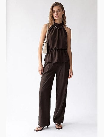 Ensemble blouse halter et pantalon large mixray