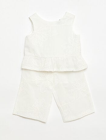 Ensemble blouse + pantalon avec broderies - 2 pièces
